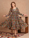 Ethnic Animal Print Flared Midi Dress