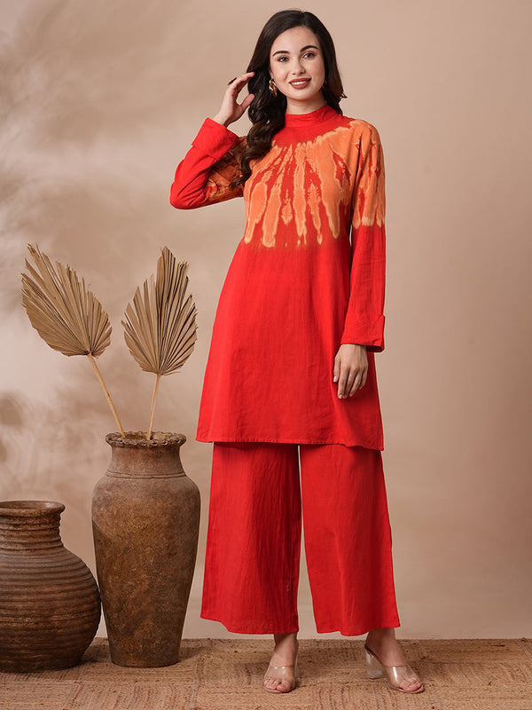 Shibori A-line Kurti Set