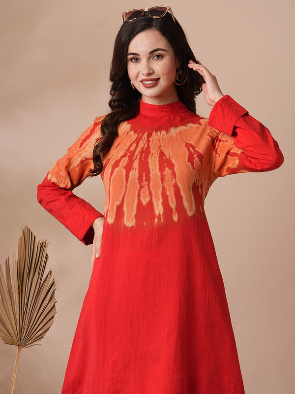 Shibori A-line Kurti Set