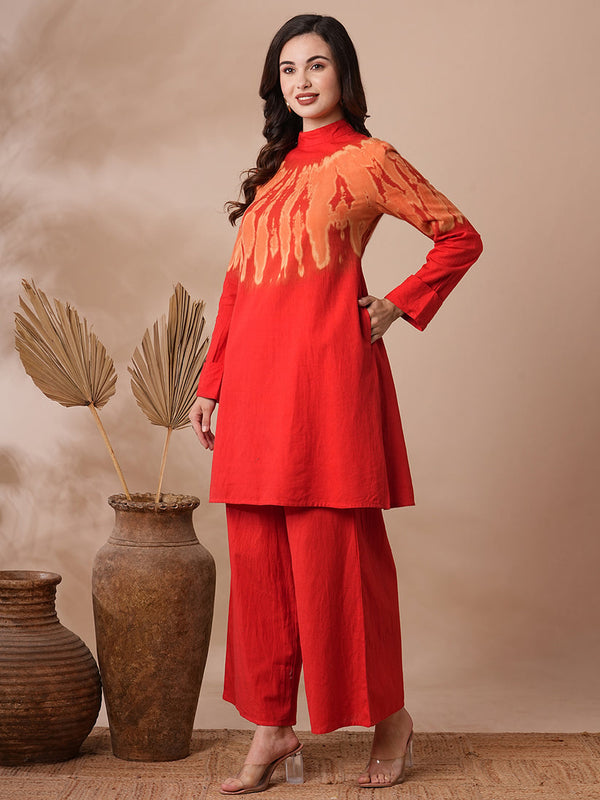 Shibori A-line Kurti Set