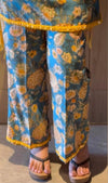 blue and yellow floral print cotton kurta set