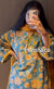 blue and yellow floral print cotton kurta set