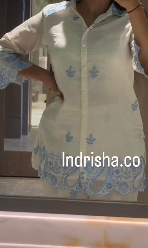 Multi colored Embroidered Co-ord set