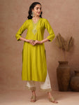 Zari Embroidered Straight Kurta