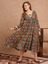 Ethnic Animal Print Flared Midi Dress