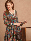 Ethnic Animal Print Flared Midi Dress
