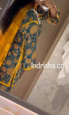 blue and yellow floral print cotton kurta set